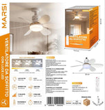 Ventilatore da Soffitto con Luce LED 50 cm e Telecomando – 6 Pale, 3 Velocità, Luce Regolabile