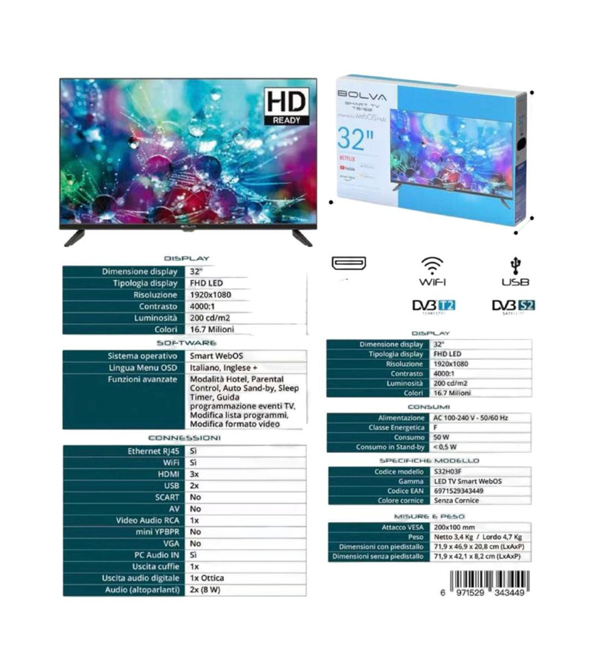 TV LED 32” HD Smart TV